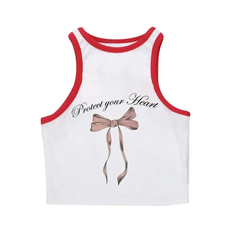 Y2k Protect Your Heart Bow Tank Top