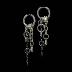 Y2K Punk Dangle Chain Hoop Earrings Silver