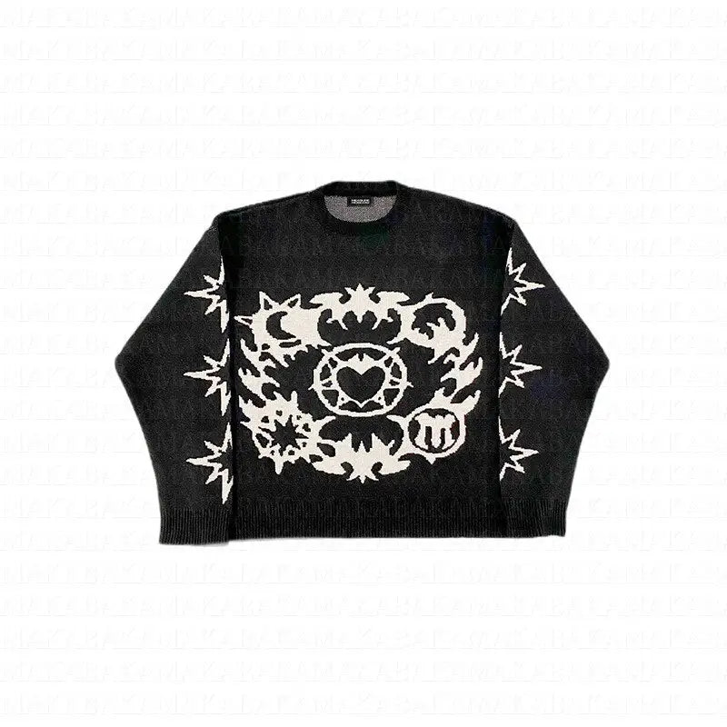 Y2k Round Neck Knitted Sweater