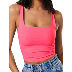 Y2K Sleeveless Square Neck Tank Top