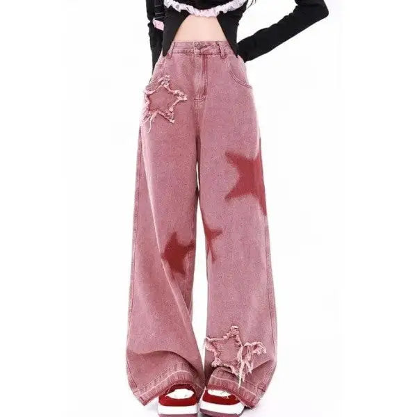 Y2K Star High Waist Wide Leg Jeans