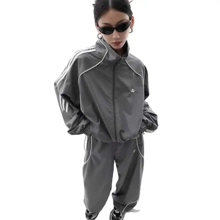 Y2K Two Piece Set Oversized Jacket Wide Leg Pants