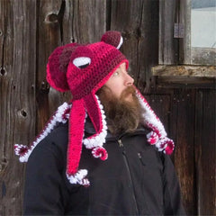 Yarn Octopus Crochet Beanie with Color Blend Black