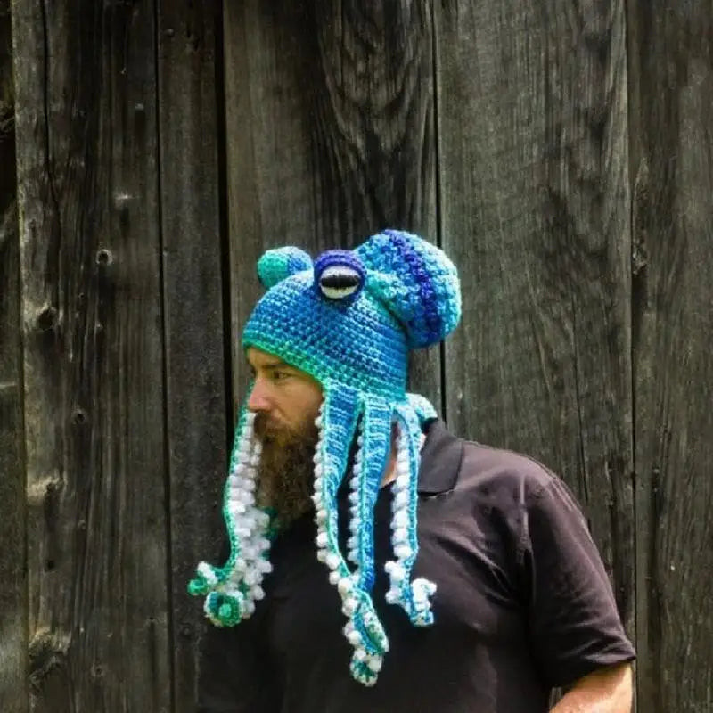 Yarn Octopus Crochet Beanie with Color Blend