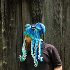 Yarn Octopus Crochet Beanie with Color Blend