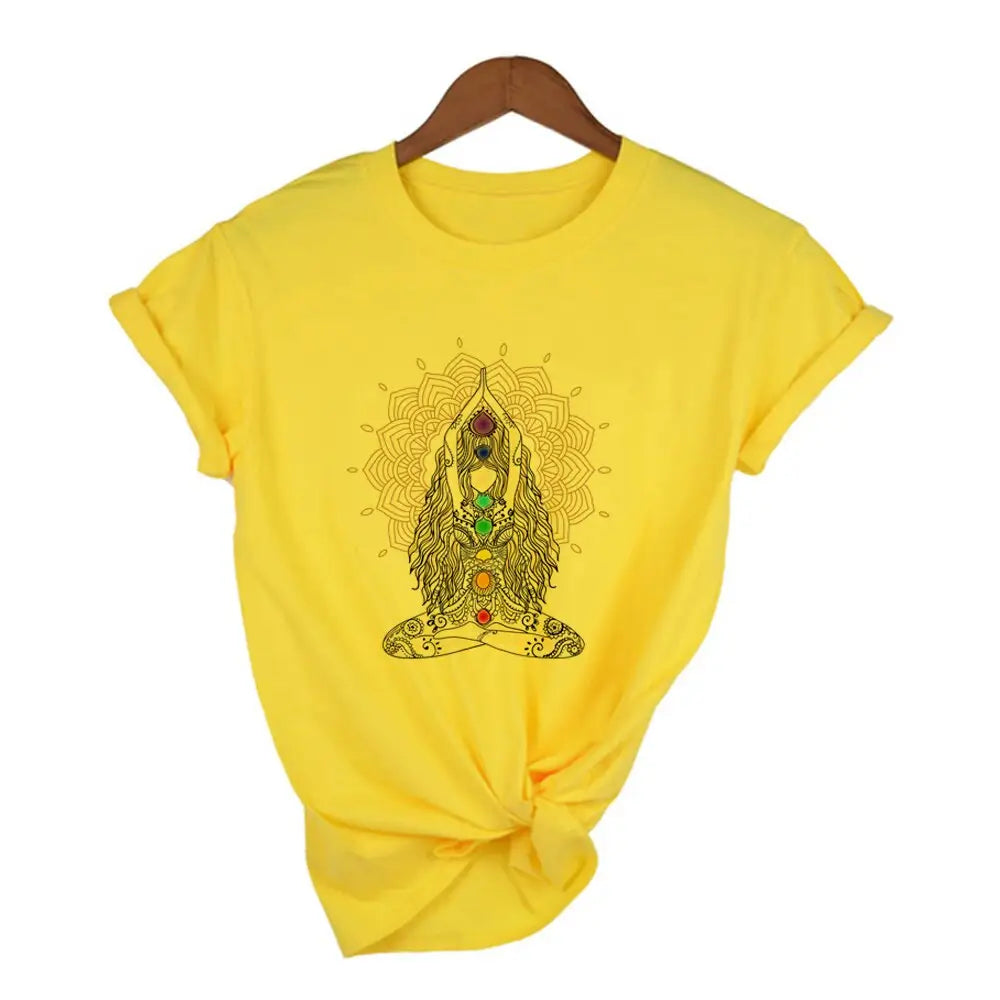 Yoga Girls Mandala Inspiration T-shirt - Model 1/ Yellow