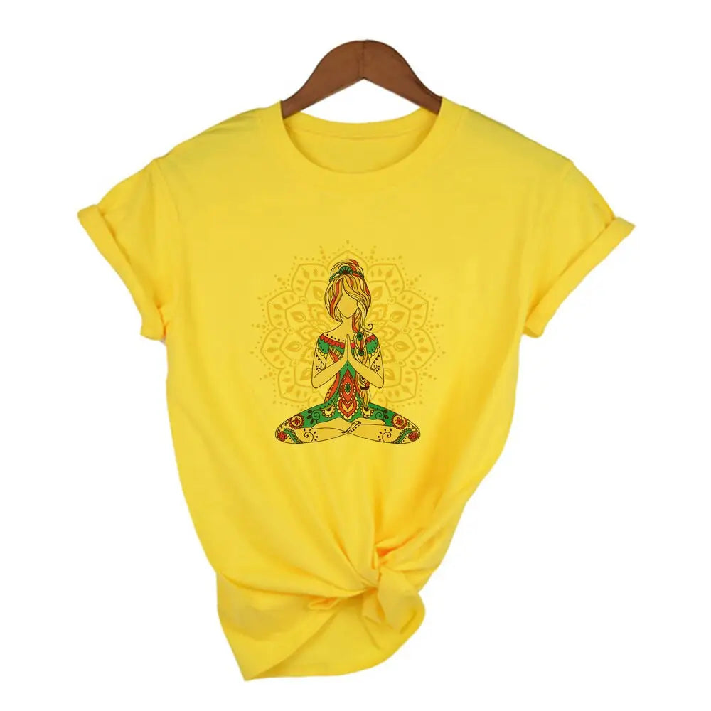 Yoga Girls Mandala Inspiration T-shirt - Model 2/ Yellow