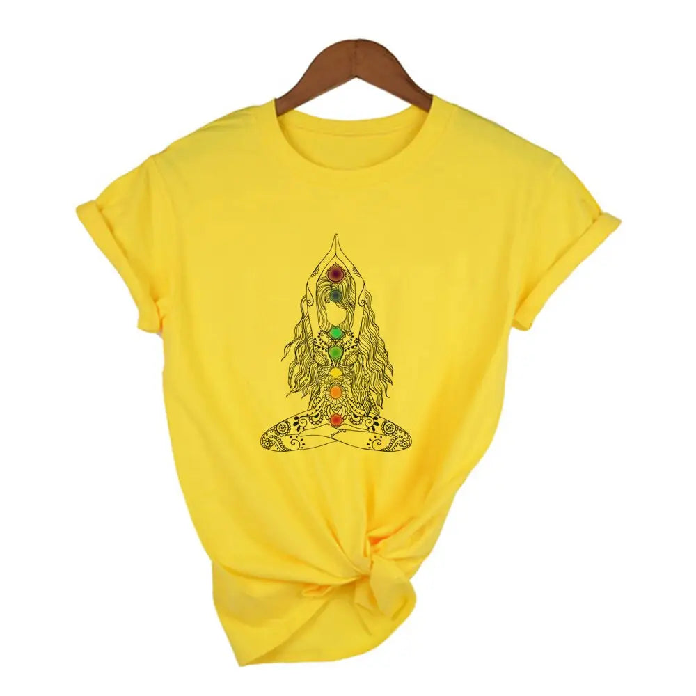 Yoga Girls Mandala Inspiration T-shirt - Model 3/ Yellow