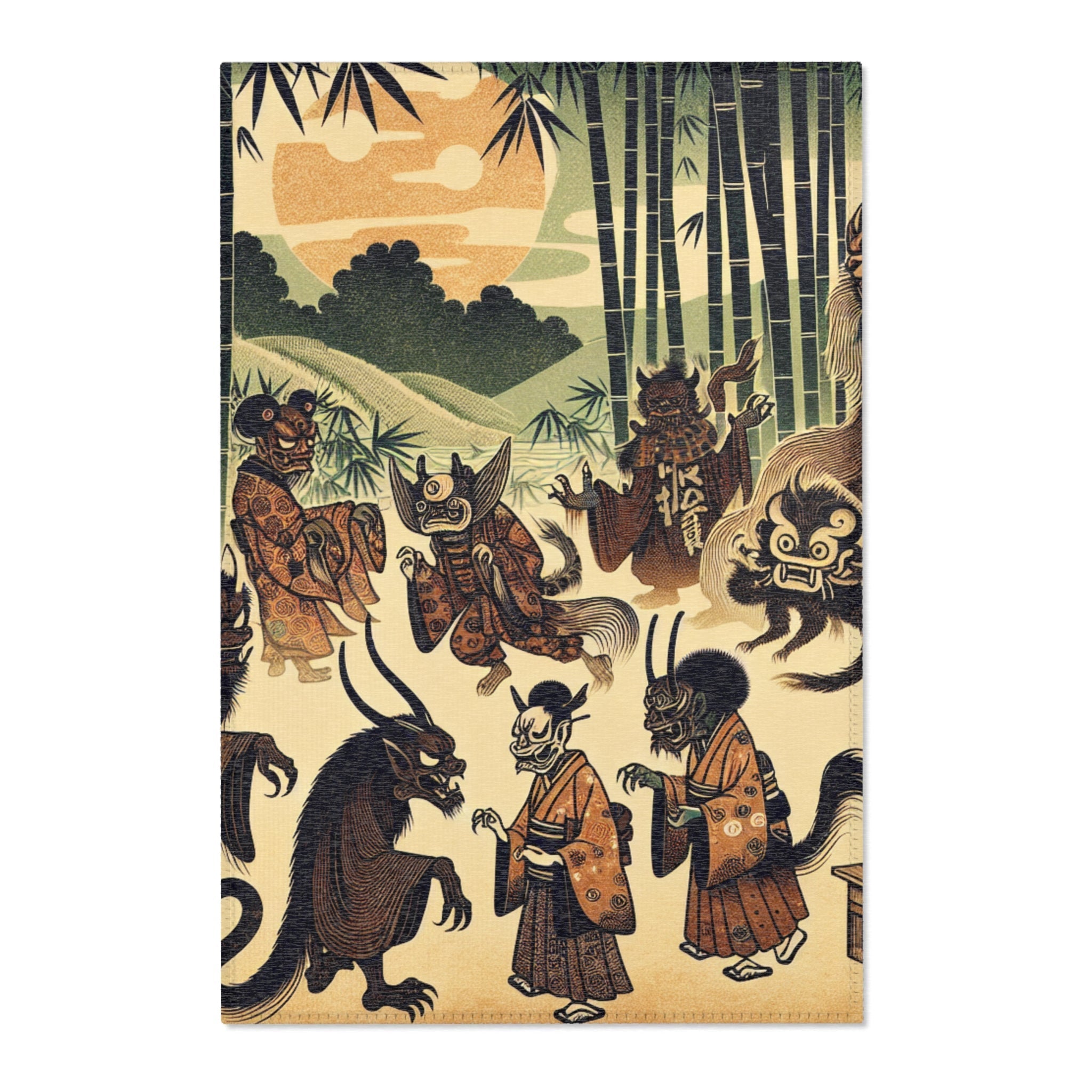 Yokai Area Rug in Traditional Japanese Art Style 24’’ × 36’’