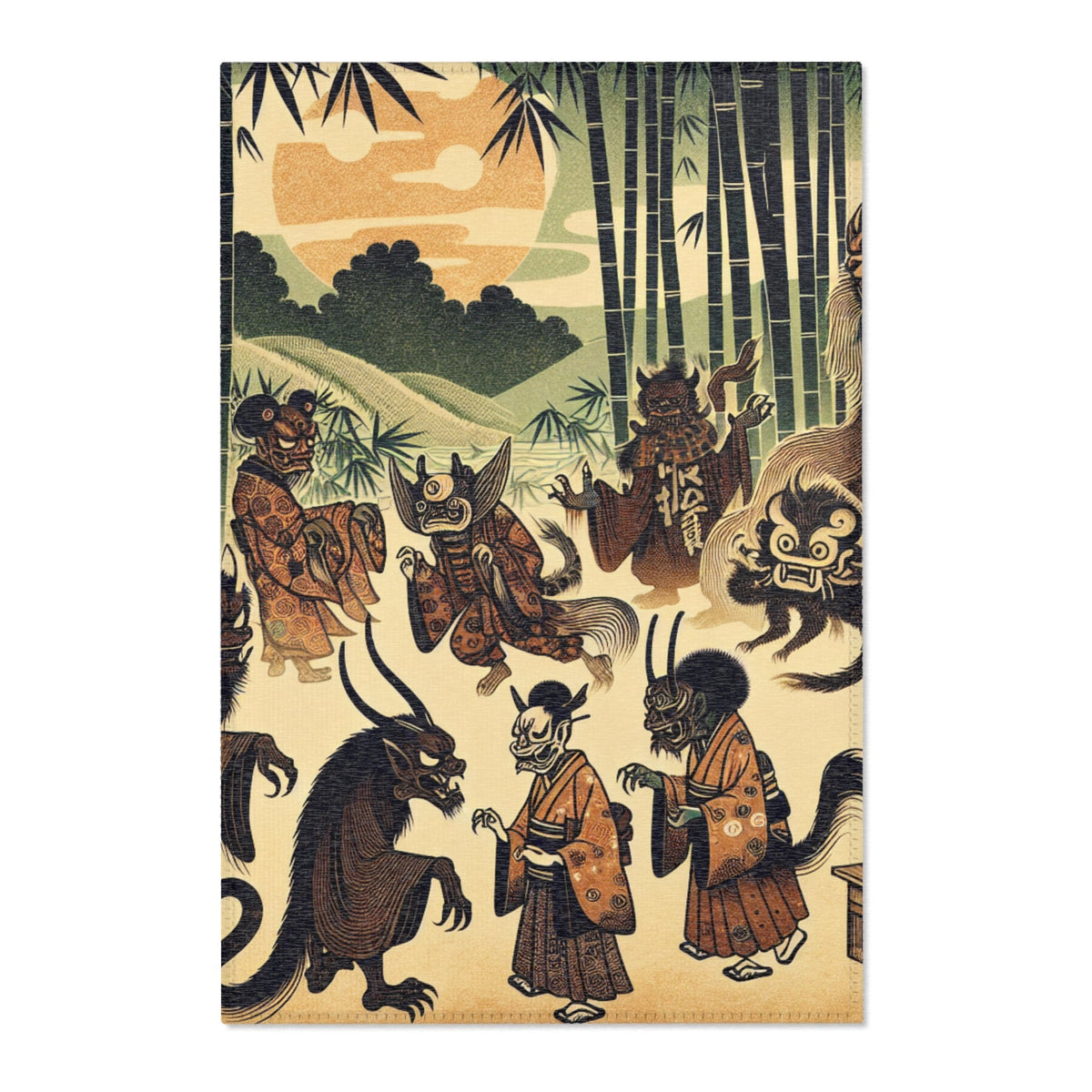 Yokai Area Rug in Traditional Japanese Art Style 24’’ × 36’’