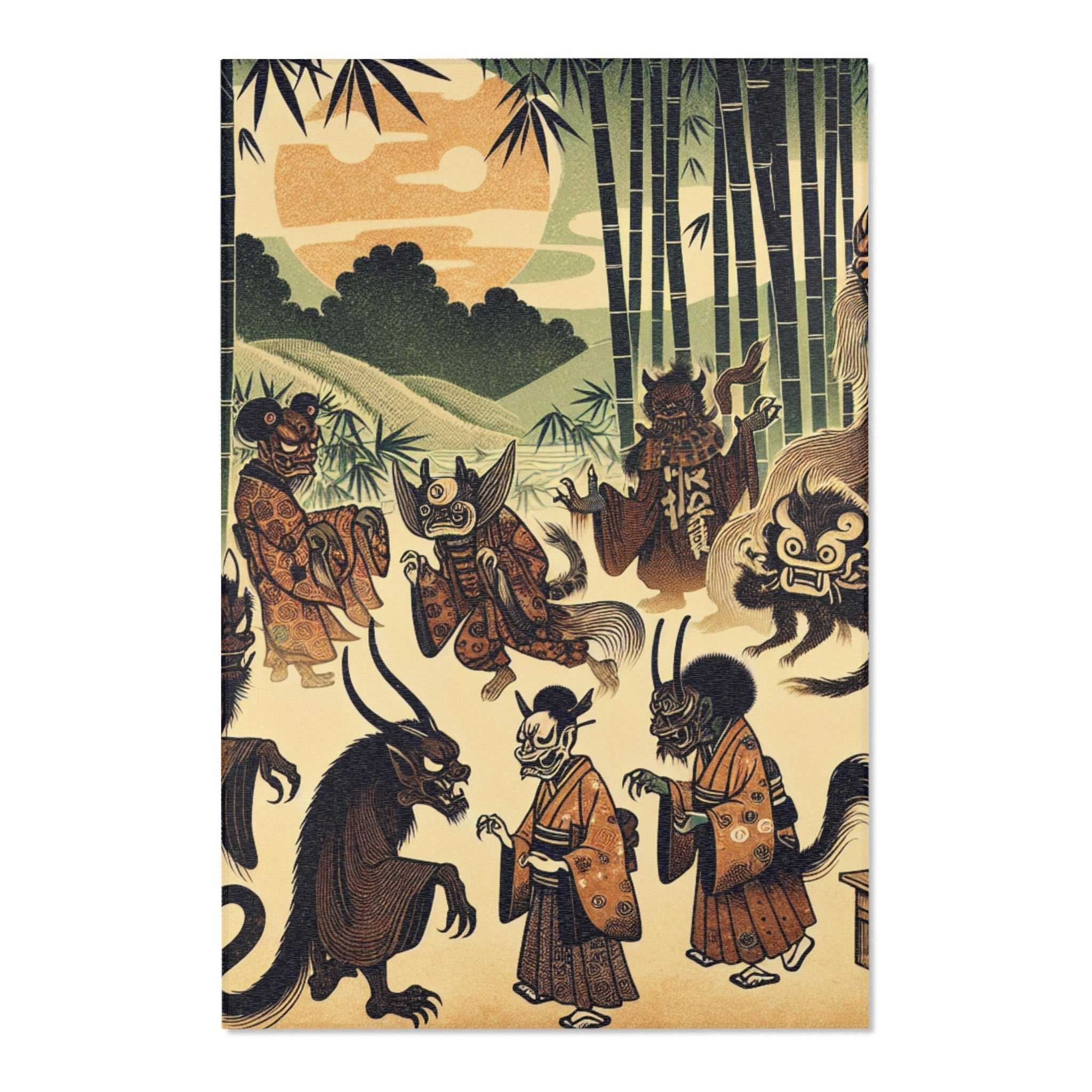 Yokai Area Rug in Traditional Japanese Art Style 48’’ × 72’’
