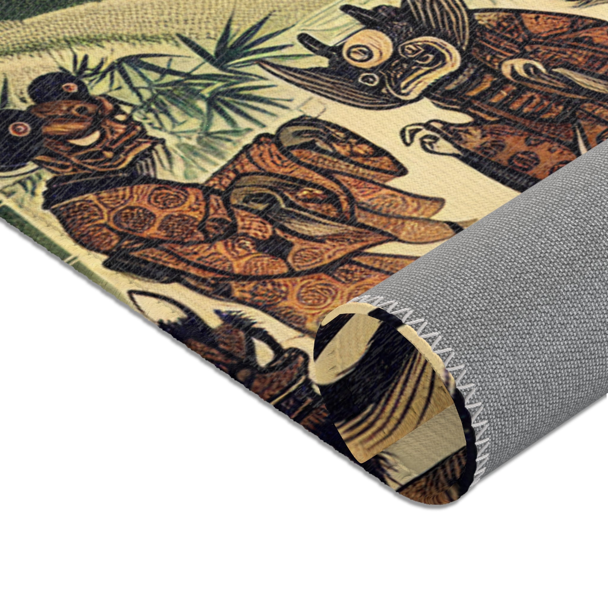 Yokai Area Rug in Traditional Japanese Art Style