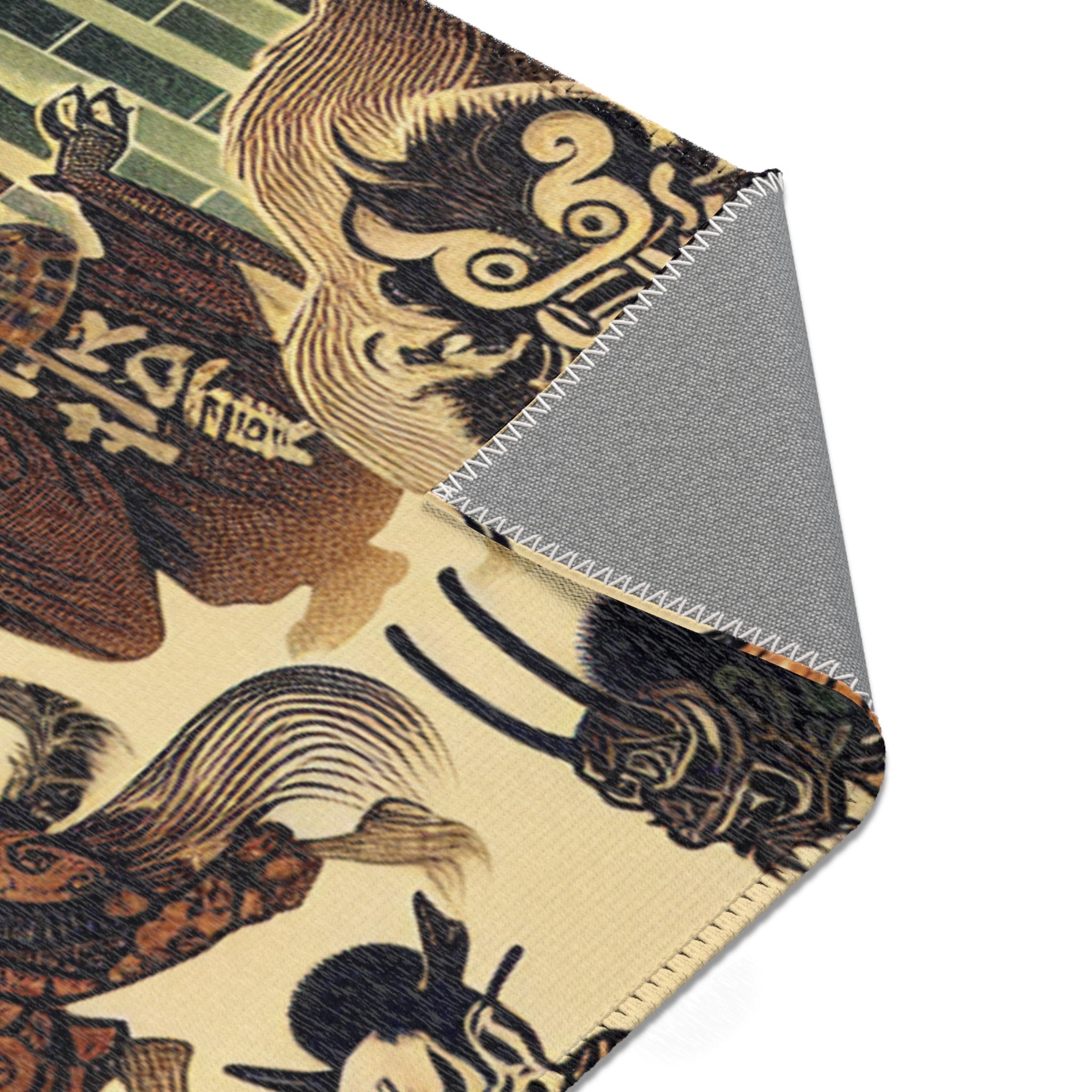 Yokai Area Rug in Traditional Japanese Art Style
