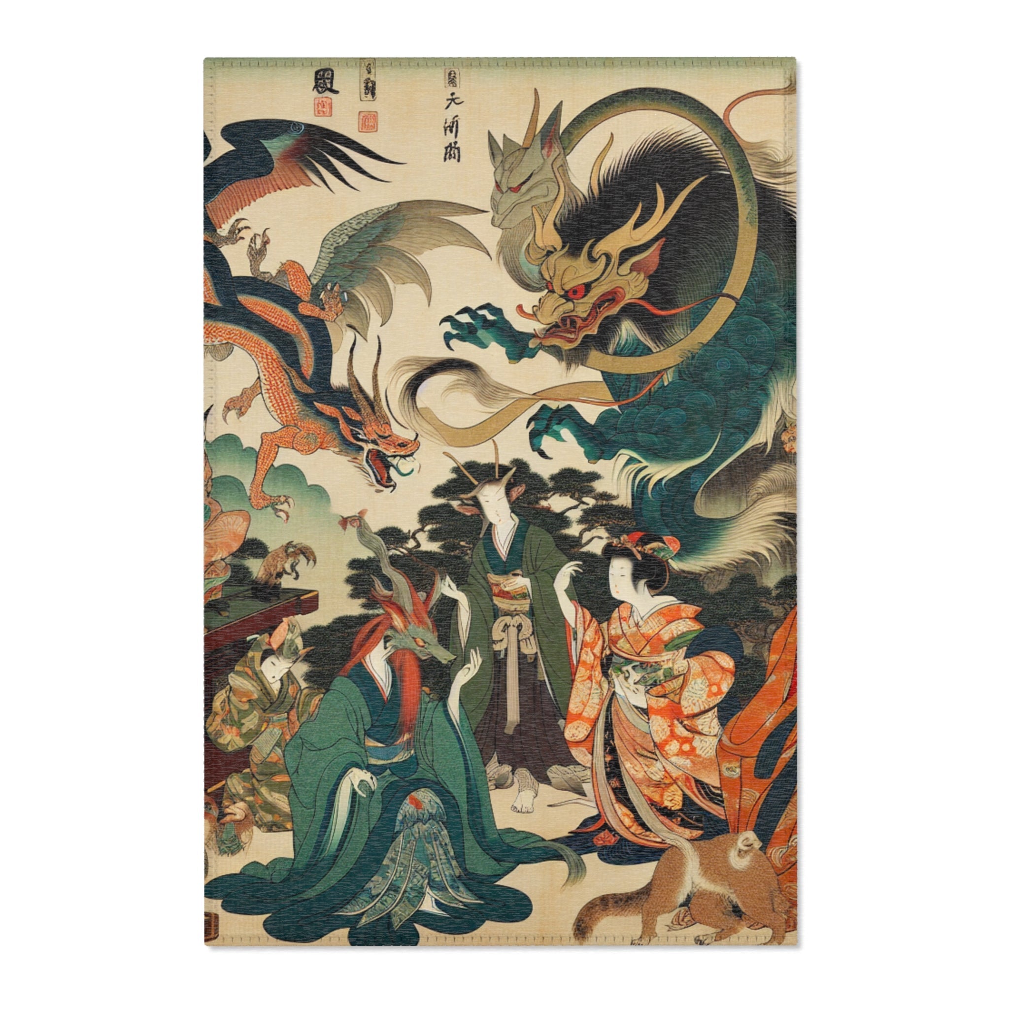 Yokai Area Rug with Japanese Folklore Design 24’’ × 36’’