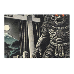 Yokai Area Rug with Japanese Folklore Torii Gate Design