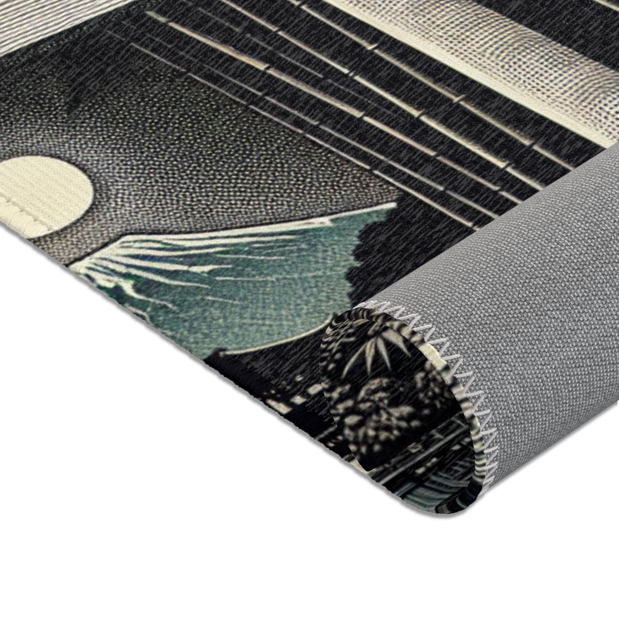 Yokai Area Rug with Japanese Folklore Torii Gate Design