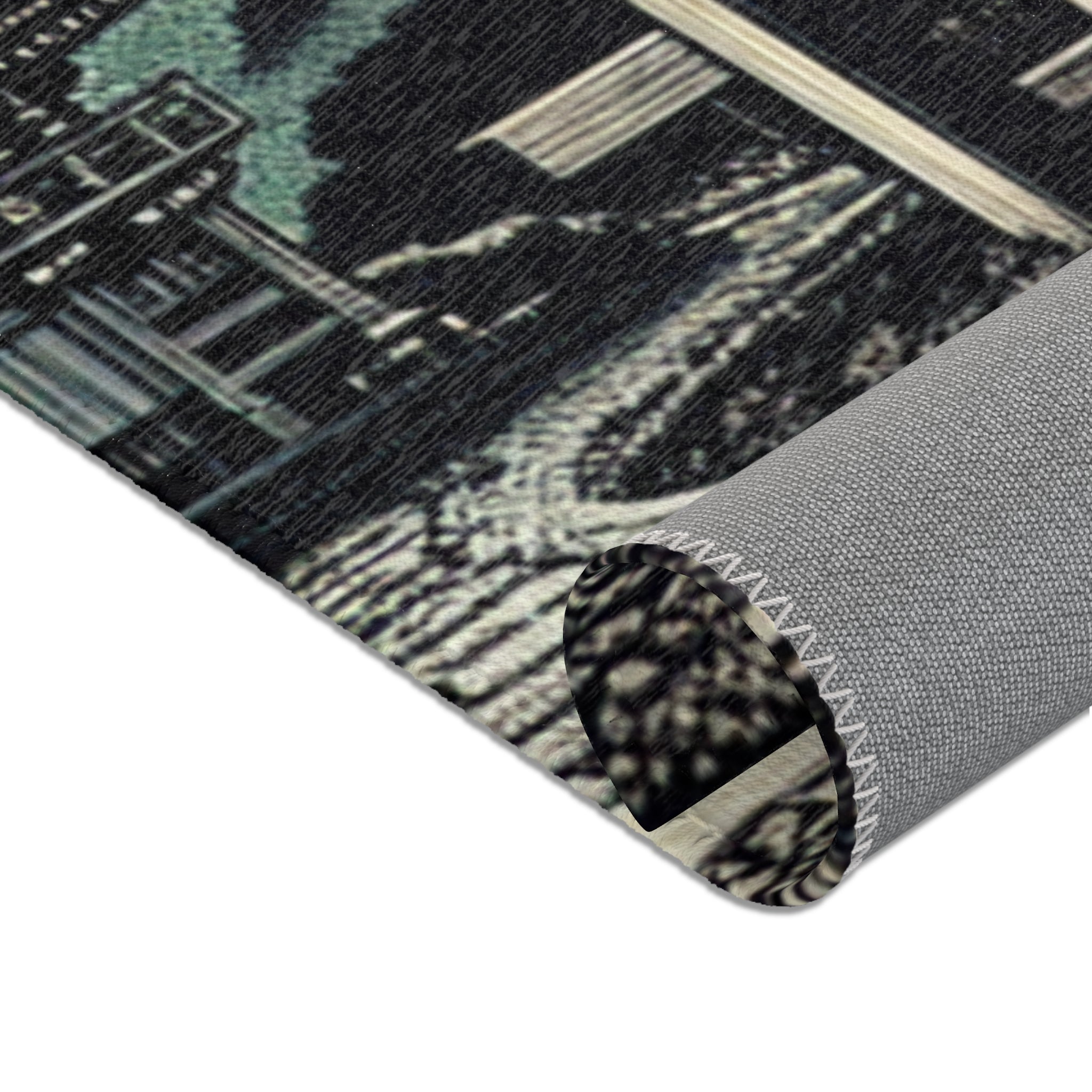 Yokai Area Rug with Japanese Folklore Torii Gate Design