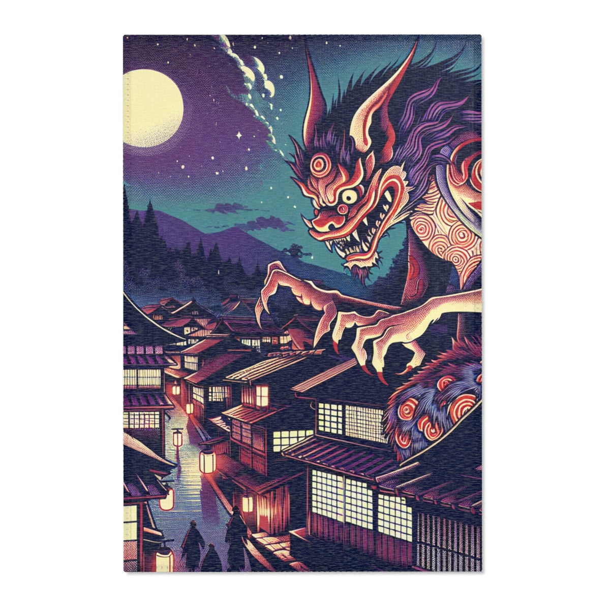 Yokai Area Rug with Traditional Japanese Folklore Design