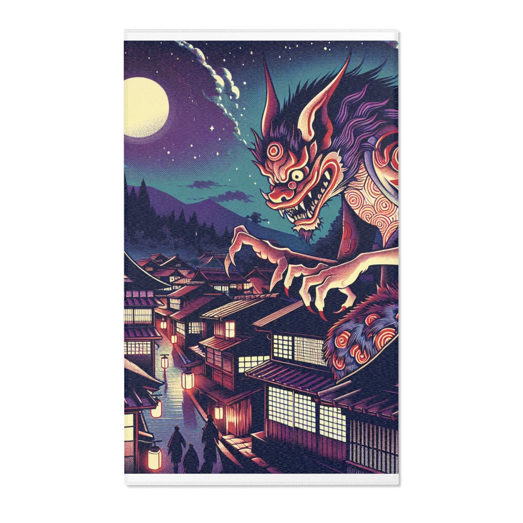 Yokai Area Rug with Traditional Japanese Folklore Design