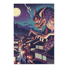 Yokai Area Rug with Traditional Japanese Folklore Design