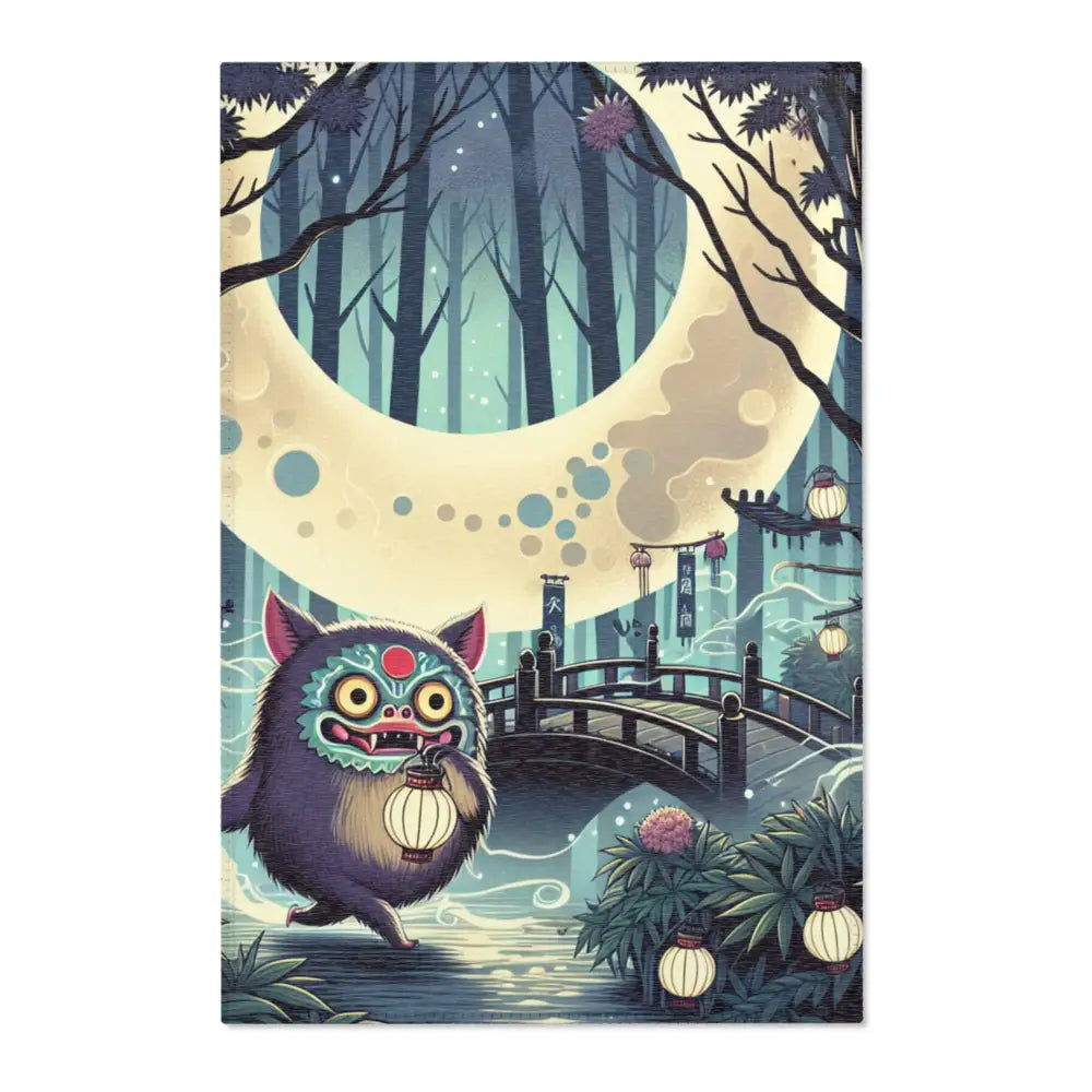 Yokai Art Area Rug with Enchanting Forest Design 24’’ × 36’’