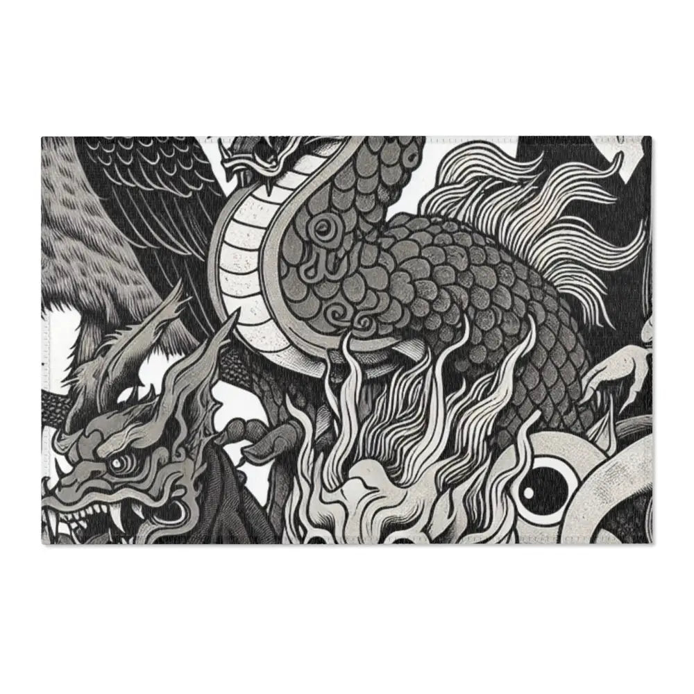 Yokai Art Area Rug with Historic Japanese Folklore Design
