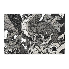 Yokai Art Area Rug with Historic Japanese Folklore Design