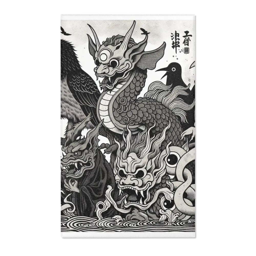 Yokai Art Area Rug with Historic Japanese Folklore Design