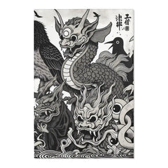 Yokai Art Area Rug with Historic Japanese Folklore Design