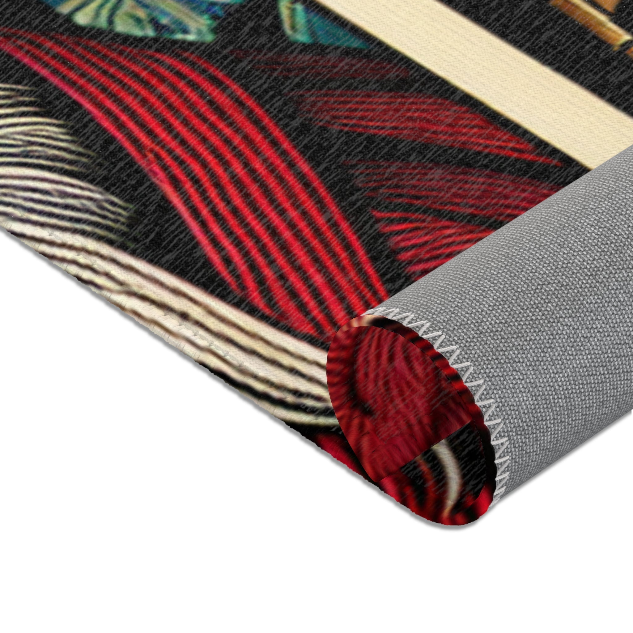 Yokai Art Area Rug with Tengu and Kappa Design