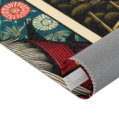 Yokai Art Area Rug with Tengu and Kappa Design