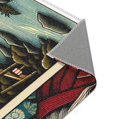 Yokai Art Area Rug with Tengu and Kappa Design