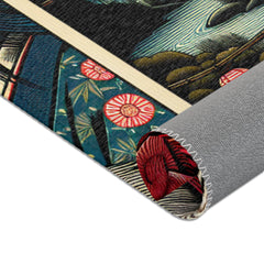 Yokai Art Area Rug with Tengu and Kappa Design