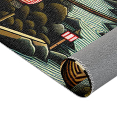 Yokai Art Area Rug with Tengu and Kappa Design