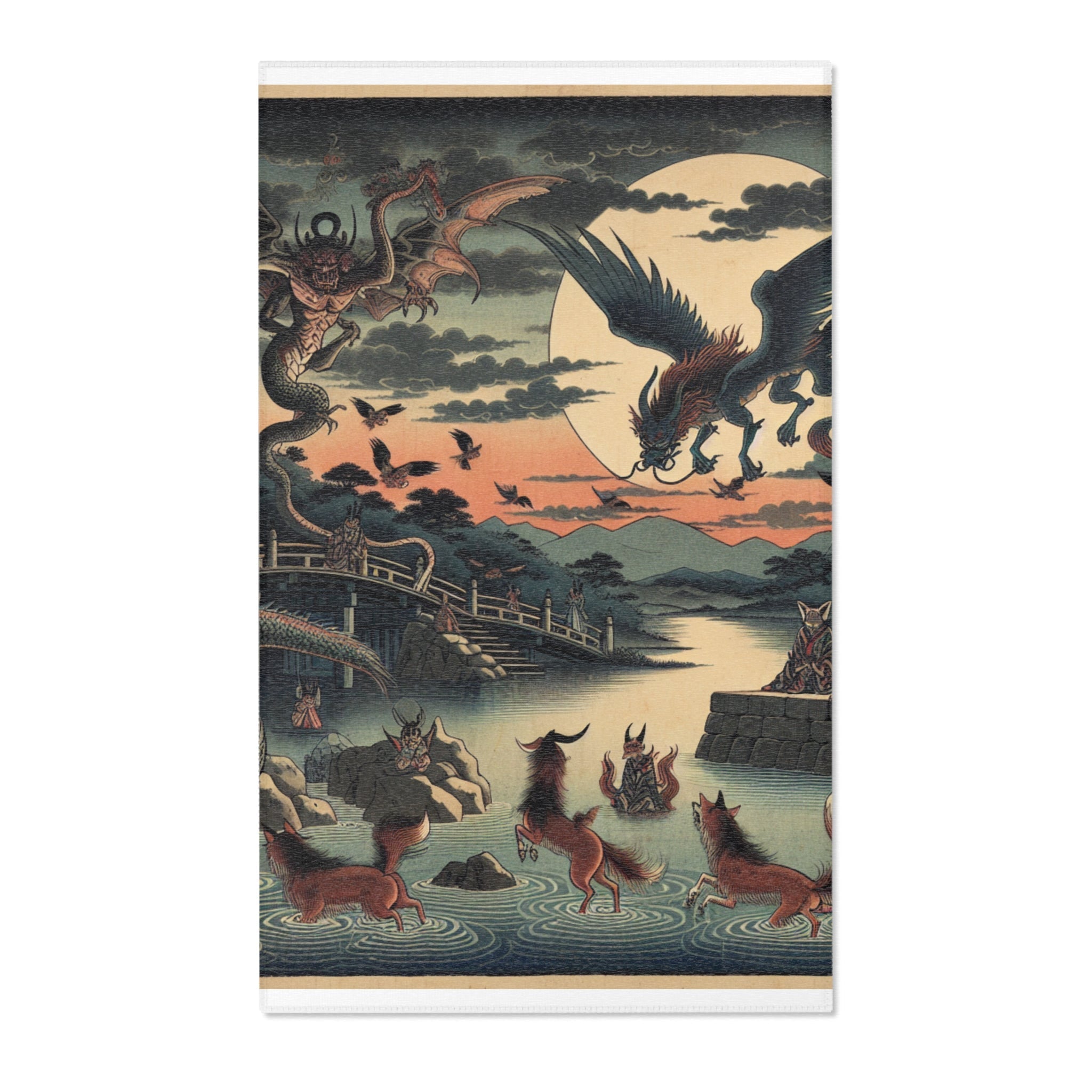Yokai-Inspired Area Rug with Japanese Folklore Design 36’’