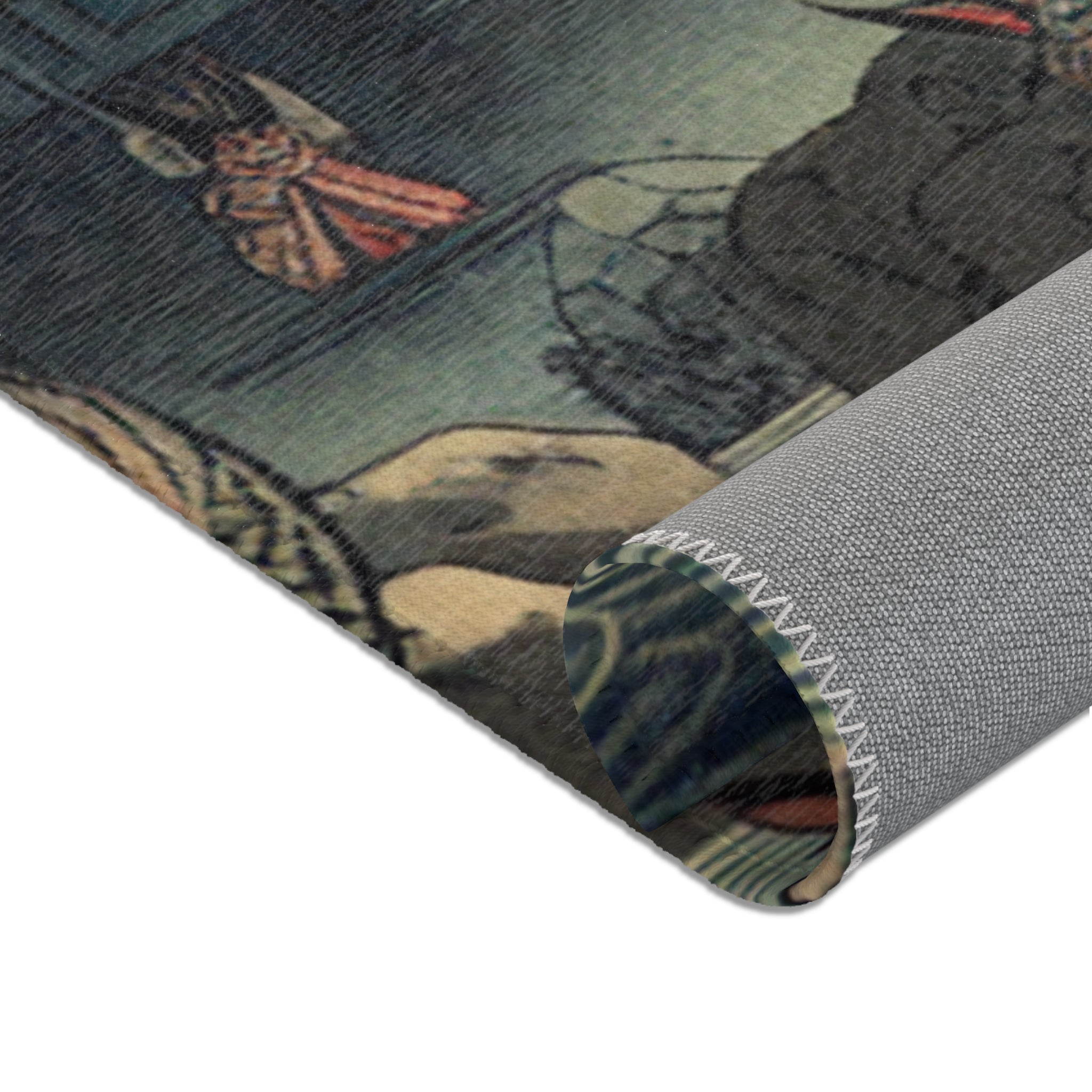 Yokai-Inspired Area Rug with Japanese Folklore Design