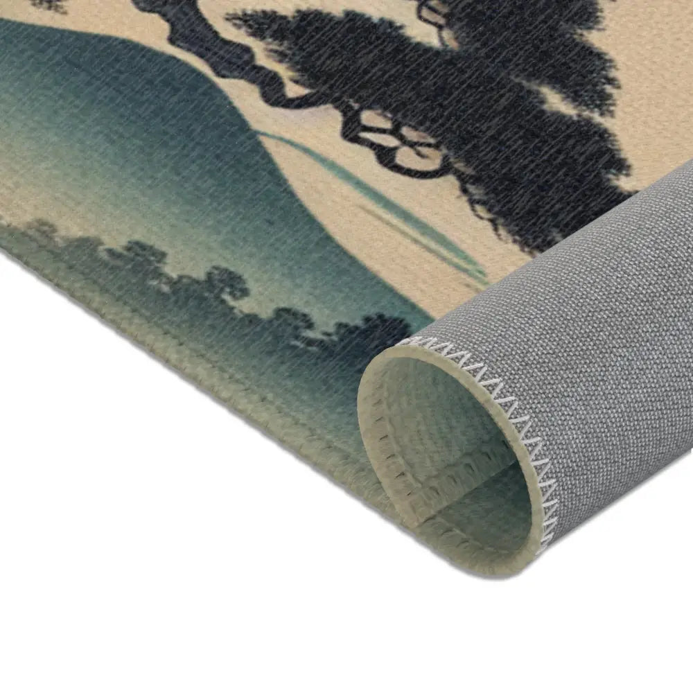 Yokai Scene Area Rug with Kappa and Kitsune Design