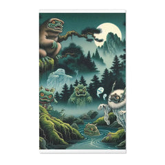 Yokai Scene Area Rug with Phantom-like Yurei Floating