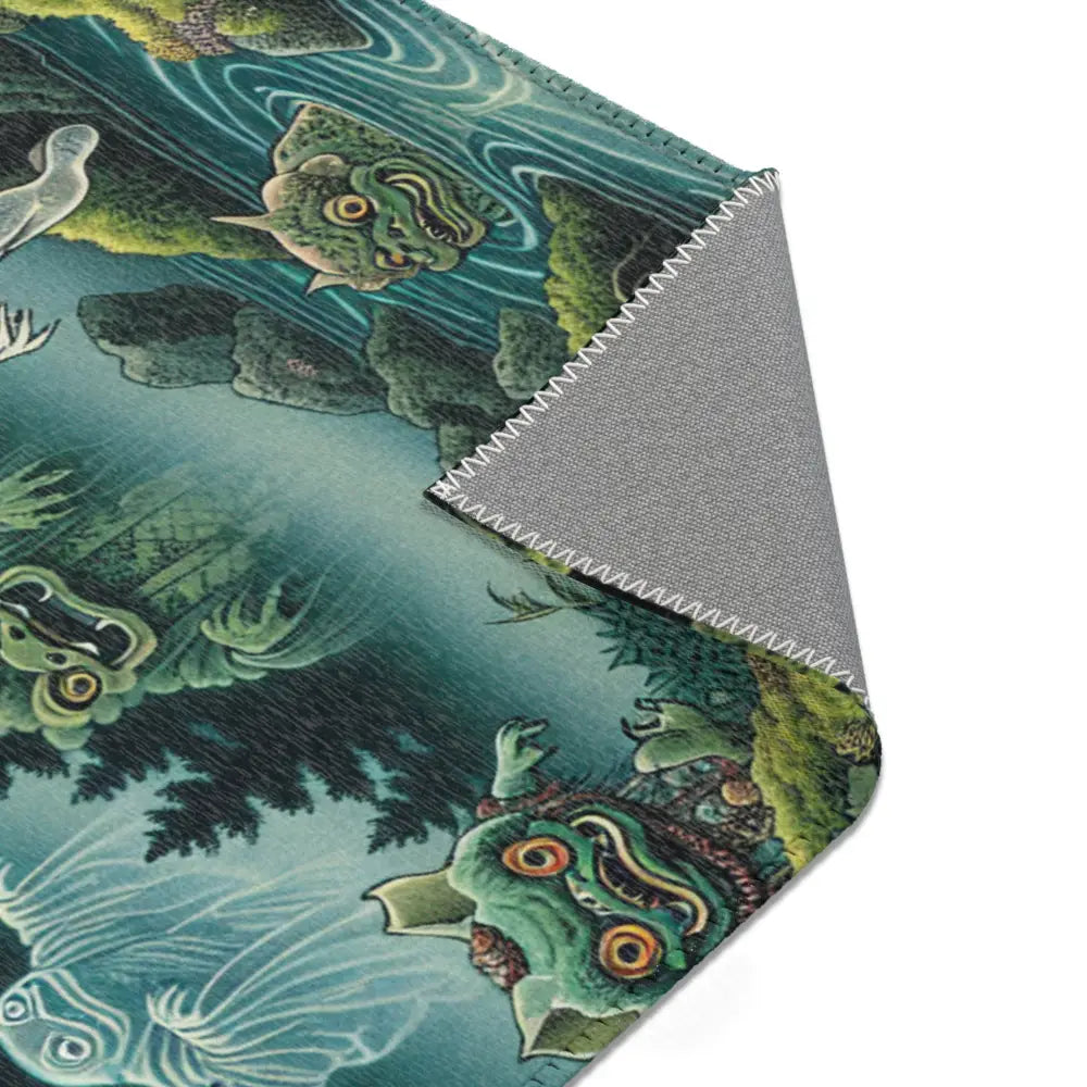 Yokai Scene Area Rug with Phantom-like Yurei Floating Design