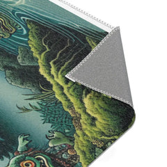 Yokai Scene Area Rug with Phantom-like Yurei Floating Design