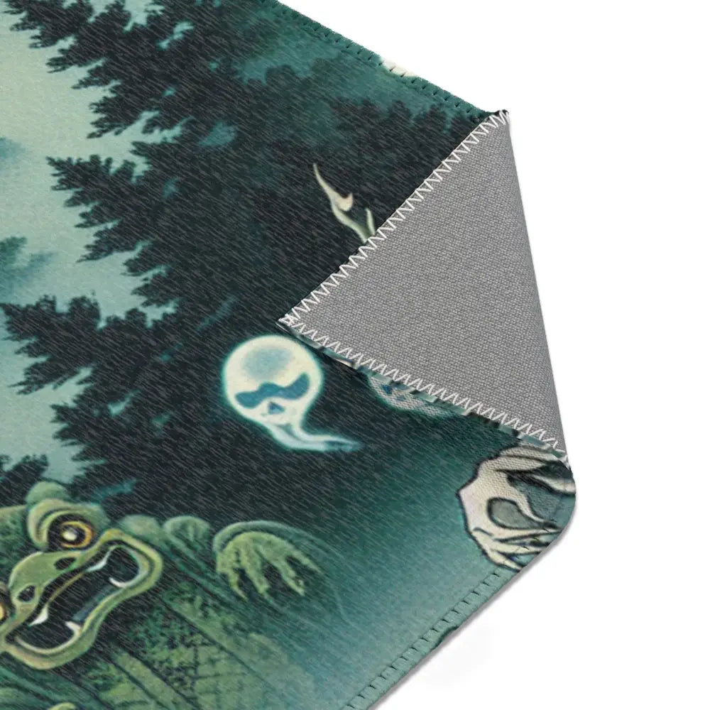Yokai Scene Area Rug with Phantom-like Yurei Floating Design