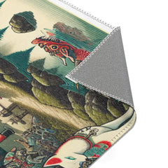 Yokai-Themed Area Rug with Intricate Ukiyo-e Style Design