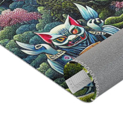Yokai-Themed Area Rug with Moonlit Forest Scene and Torii