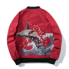 Yokosuka Embroidery Whale Japanese Bomber Jacket