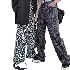 Zebra Pattern Loose Wide-leg Straight-leg Pants