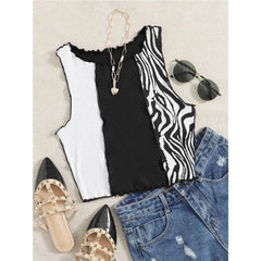 Zebra Striped Crop Tank Top