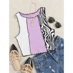 Zebra Striped Crop Tank Top