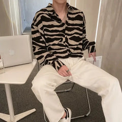 Zebra Striped Long-sleeve Loose Shirt