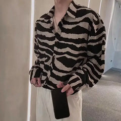 Zebra Striped Long-sleeve Loose Shirt