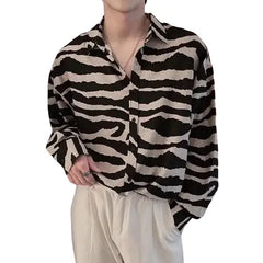 Zebra Striped Long-sleeve Loose Shirt